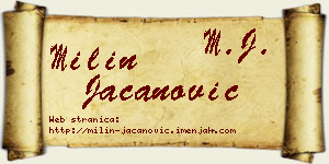 Milin Jacanović vizit kartica